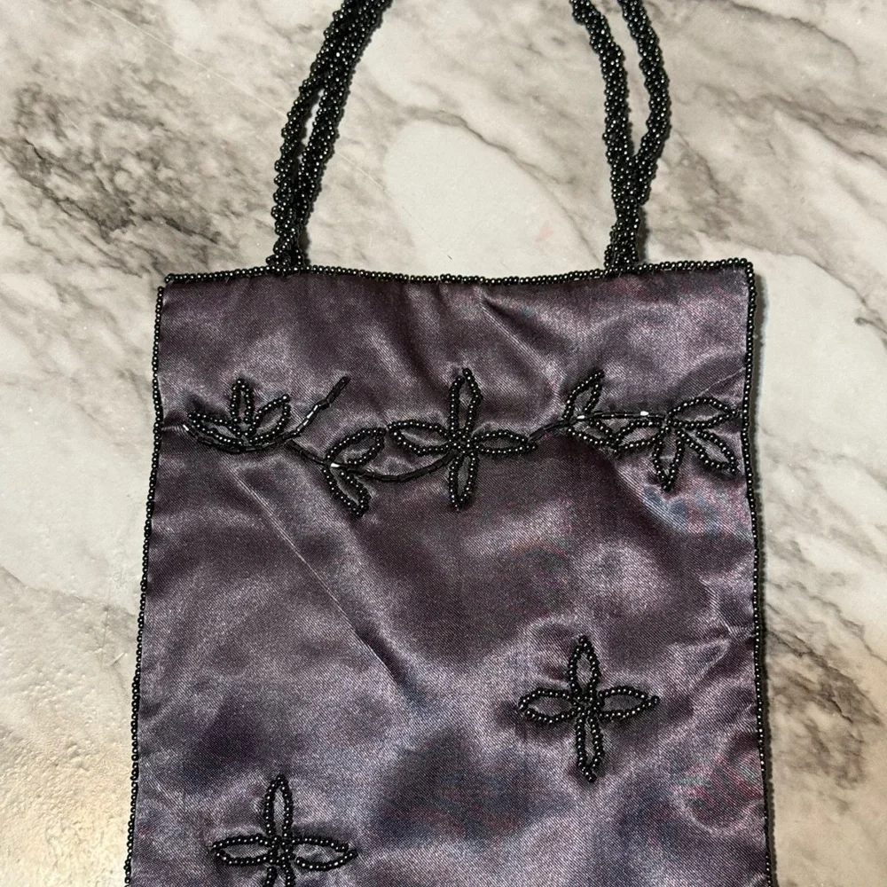 Elegant Black Beaded Women's Bag - Picture 2 of 7